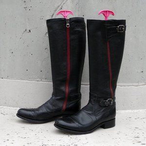 SENDRA black leather moto / riding boots, wide calf, US 9, made in Spain